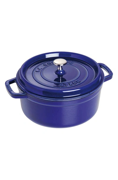 Shop Staub 4-quart Round Enameled Cast Iron Cocotte In Dark Blue