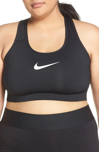 Shop Nike Dry Swoosh Bold Sports Bra In Black/ White