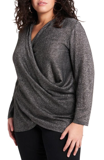 Shop 1.state Sparkle Knit Cross Front Top In Rich Black