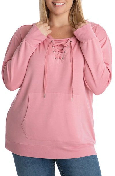 Shop Adyson Parker Lace-up Hoodie With Built-in Mask In Melrose
