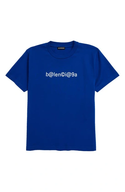 Shop Balenciaga Symbolic Logo Graphic Tee In Electric Blue/ White