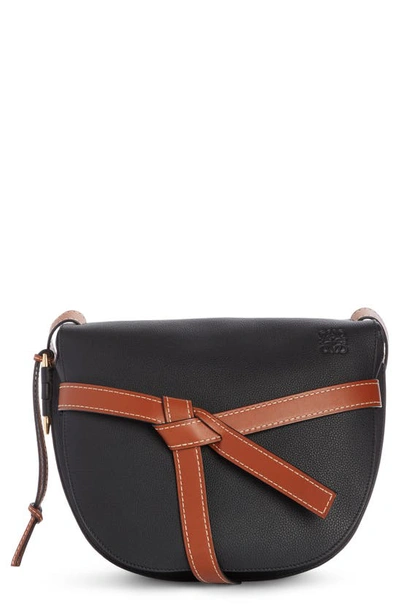 Shop Loewe Gate Small Leather Crossbody Bag In Black/ Pecan