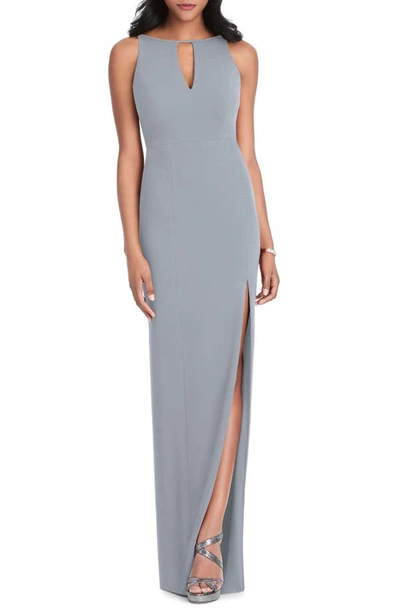 Shop After Six Stretch Crepe Column Gown In Platinum