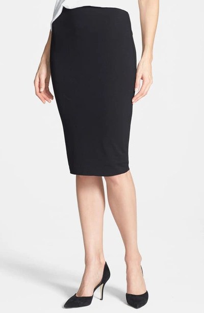 Shop Vince Camuto Stretch Knit Midi Tube Skirt In Rich Black