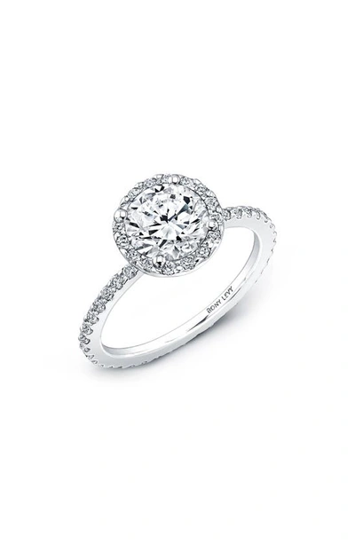 Shop Bony Levy Pavé Halo Round Engagement Ring Setting In White Gold