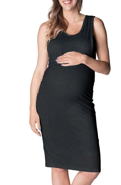 Shop Bun Maternity Bump To Baby Body-con Maternity/nursing Midi Dress In Black