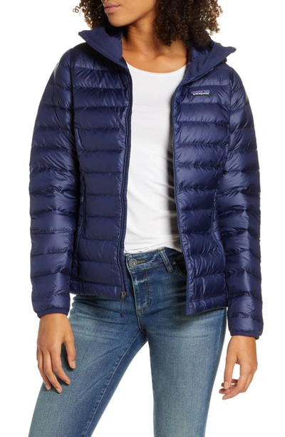 Shop Patagonia Quilted Water Resistant Down Coat In Classic Navy