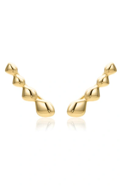 Shop Monica Vinader Nura Teardrop Climber Earrings In Yellow Gold