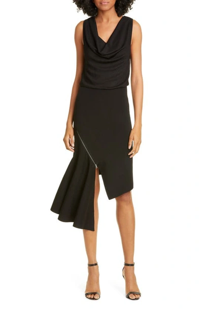 Shop Alice And Olivia Hollis Cascade Asymmetrical Dress In Black