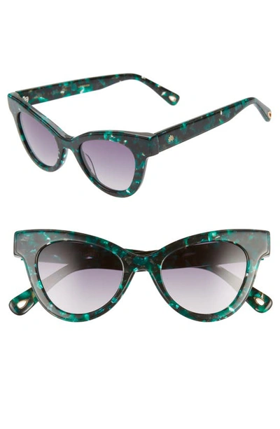 Shop Lele Sadoughi Uptown 47mm Cat Eye Sunglasses In Emerald/ Smokey Brown