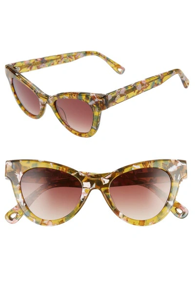 Shop Lele Sadoughi Uptown 47mm Cat Eye Sunglasses In Amber Confetti/ Smokey Brown