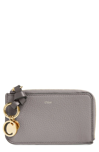 Shop Chloé Alphabet Leather Card Holder In Cashmere Grey