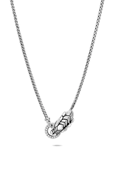 Shop John Hardy Legends Naga Dragon Head Necklace In Diamond/ Silver
