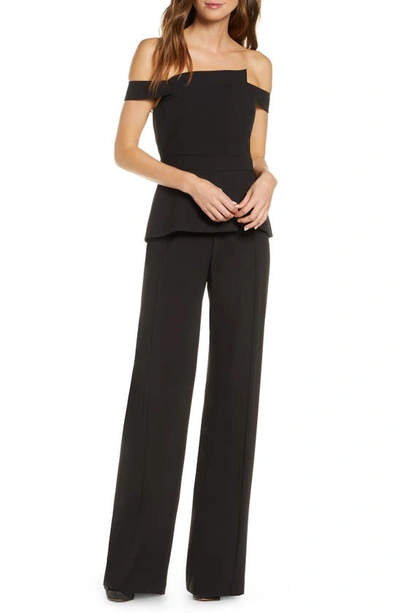 Shop Black Halo La Reina Off The Shoulder Jumpsuit In Black