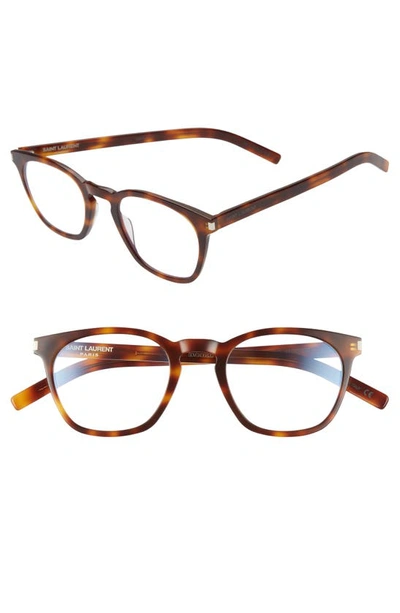 Shop Saint Laurent 49mm Optical Glasses In Havana