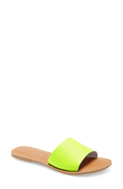 Shop Beach By Matisse Coconuts By Matisse Cabana Slide Sandal In Neon Yellow Leather