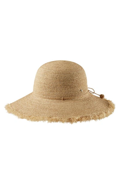 Shop Helen Kaminski Fringed Wide Brim Hat In Natural/ Natural Fringe