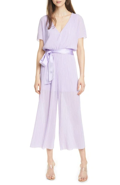 Shop Alice And Olivia Mitsue Tie Waist Gaucho Jumpsuit In Lavender