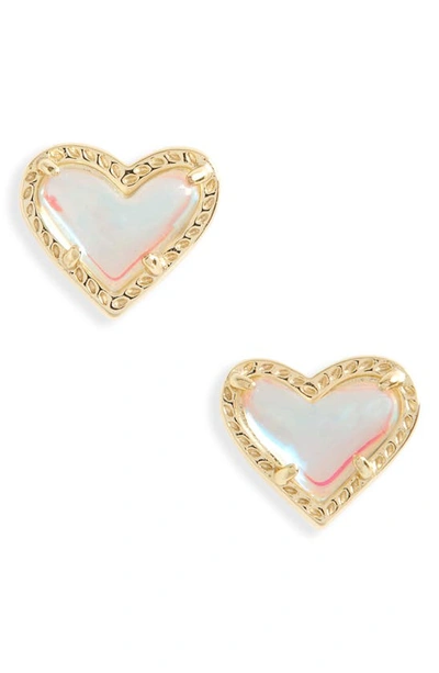 Shop Kendra Scott Ari Heart Stud Earrings In Dichroic Glass
