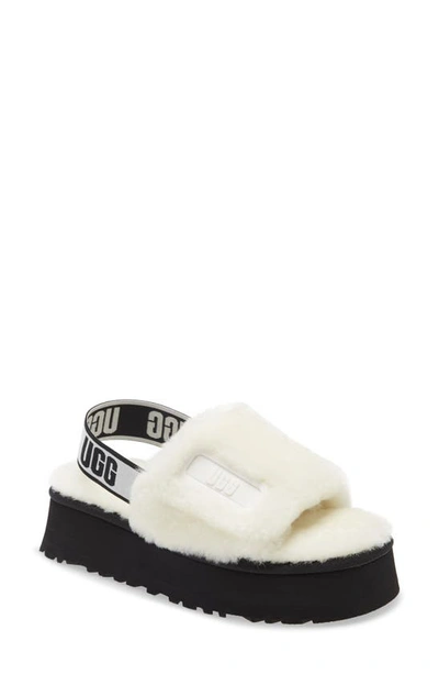 Ugg Women's Disco Shearling Slingback Platform Slippers In White | ModeSens