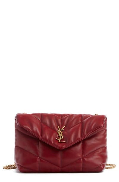 Shop Saint Laurent Toy Loulou Puffer Quilted Leather Crossbody Bag In Rouge Opium
