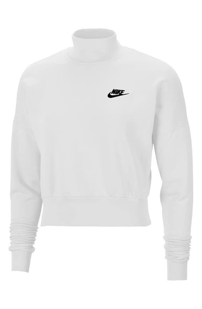 Shop Nike Sportswear Essential Fleece Mock Neck Sweatshirt In White/ Black