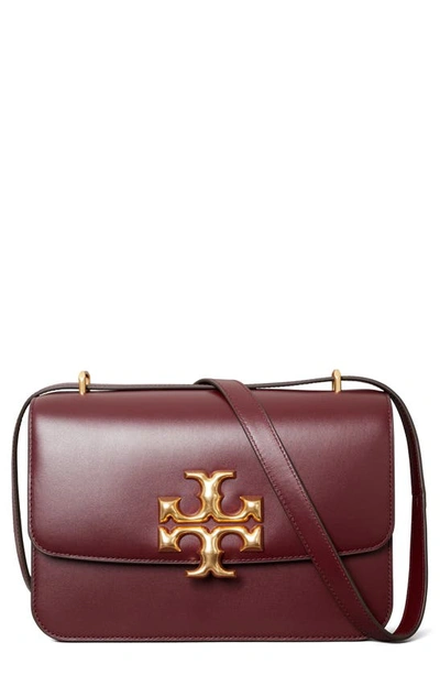 Shop Tory Burch Eleanor Leather Shoulder Bag In Claret