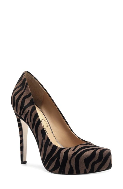 Shop Jessica Simpson Parisah Platform Pump In Brown/ Black Fabric