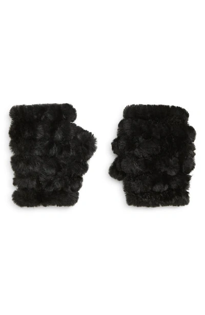 Shop Jocelyn Faux Fur Knitted Mandy Mittens In Black