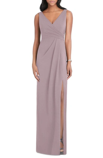 Shop After Six Pleated Crepe Column Gown In Dusty Rose