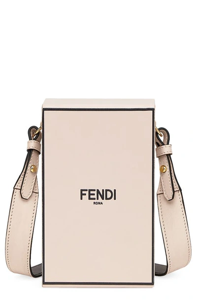 Shop Fendi Logo Vertical Box Leather Bag In Rosa Quarzo/nr/os