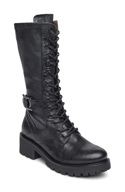 Buckle Lace Up Booties (Black)