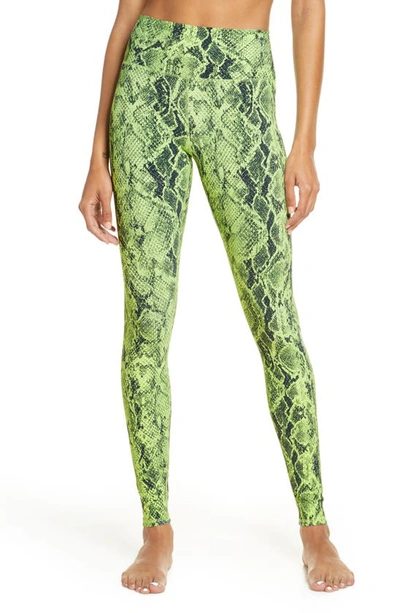 Shop Alo Yoga High Waist Snake Print Leggings In Neon Lime