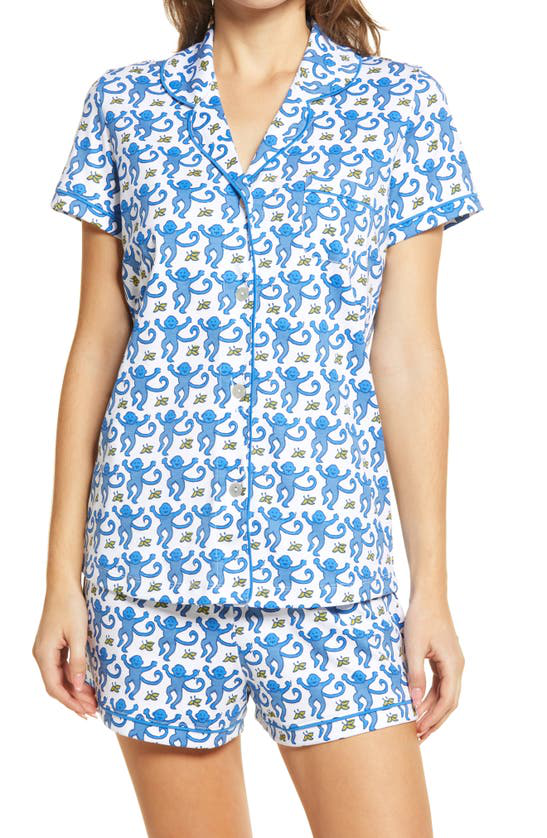 Roller Rabbit Monkey Polo Short Pajama Set In Blue | ModeSens