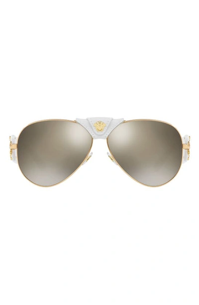 Shop Versace Medusa 62mm Aviator Sunglasses In Gold/ Light Brown Gold Mirror