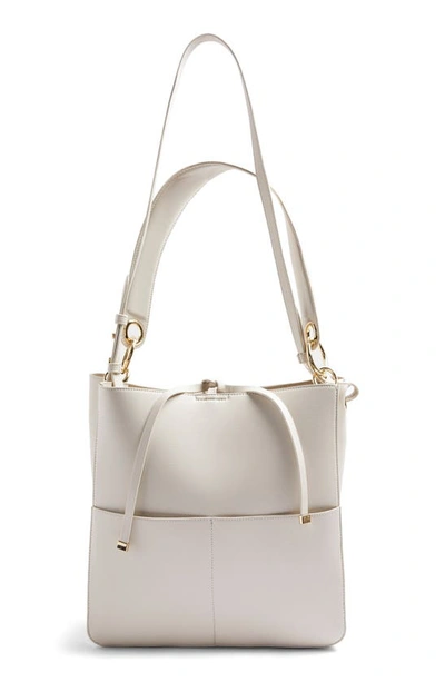 Shop Topshop Double Pocket Faux Leather Hobo In Stone