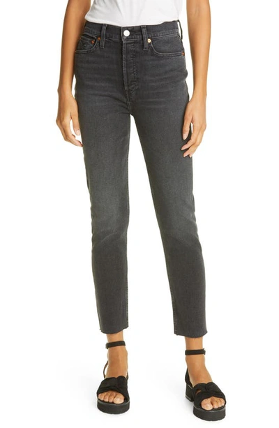 Shop Re/done High Waist Stovepipe Jeans In Black 11