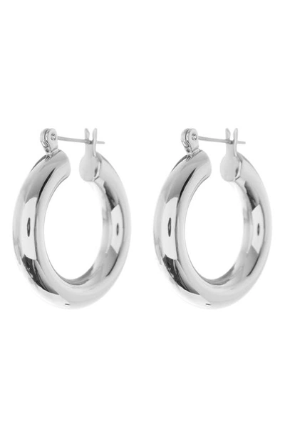 Luv Aj Baby Amalfi Rhodium-plated Tube Hoop Earrings In Silver