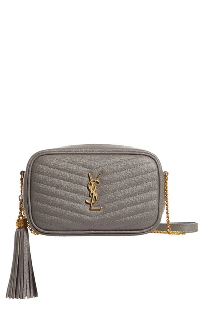 Shop Saint Laurent Mini Lou Quilted Leather Camera Bag In Fog