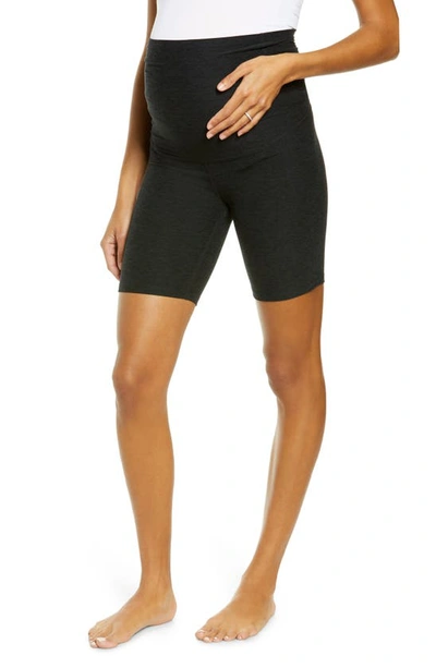 Shop Beyond Yoga Love The Bump Maternity Bike Shorts In Darkest Night