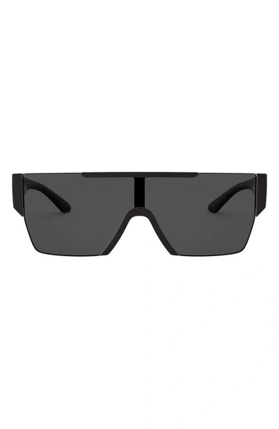 Shop Burberry 38mm Shield Sunglasses In Matte Black / Grey