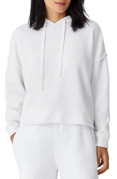 Shop Eileen Fisher Crop Organic Cotton Hoodie In White