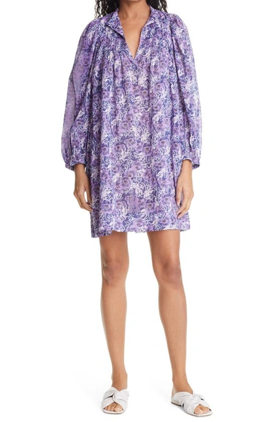 Shop Isabel Marant Étoile Isabel Marant Etoile Virginie Floral Print Cotton Shift Dress In Faded Night