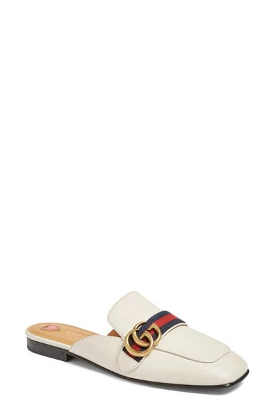 Shop Gucci Loafer Mule In White Leather