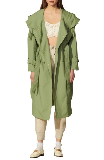 Shop Sandro Trench Coat In Light Green