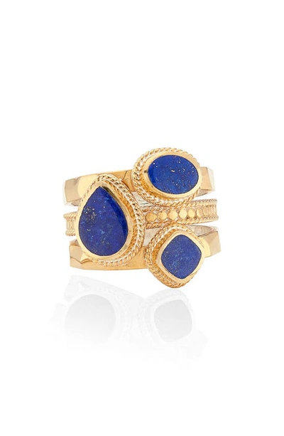 Shop Anna Beck Lapis Lazuli Stacked Ring In Gold/ Lapis