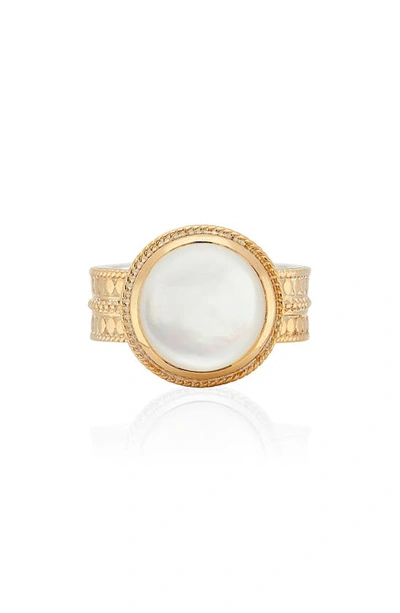 Shop Anna Beck Mother-of-pearl Cocktail Ring In Gold/ White
