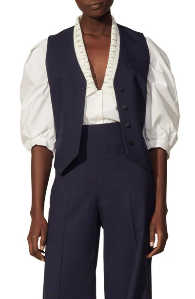 Shop Sandro V-neck Vest In Navy Blue