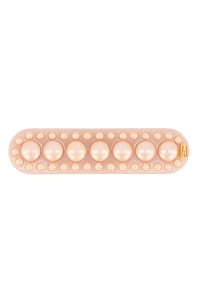 Shop Alexandre De Paris Small Imitation Pearl Barrette In Nude Pink