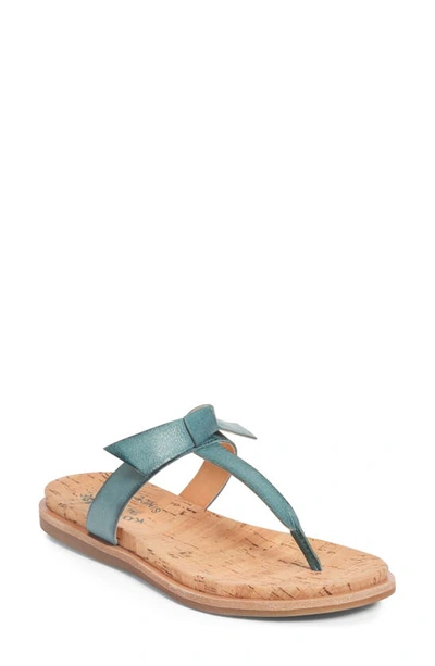 Shop Kork-easer T-strap Sandal In Turquoise Leather